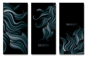 Hand drawn fluid shape design. Artistic graphic element. Vector illustration for a postcard or a poster. Eps10 vector. Set.