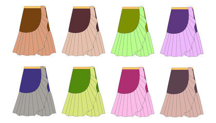 Vector illustration of skirts isolated on white background