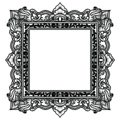 tattoo and t-shirt design black and white hand drawn frame border engraving ornament premium vector