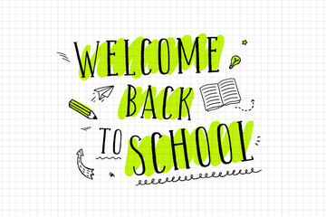 welcome back to school vector hand lettering - 364076375