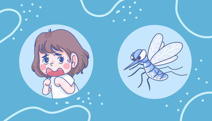 Girl and mosquito illustration 