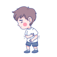 Sick boy character cartoon illustration 