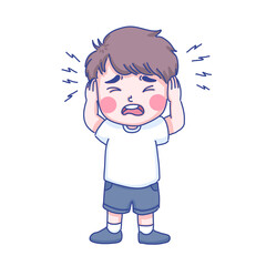 Sick boy character cartoon illustration 