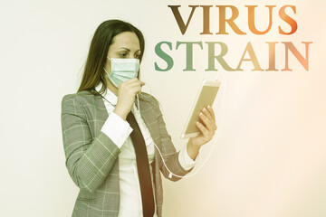 Handwriting text writing Virus Strain. Conceptual photo Another genetic variant derived from the...