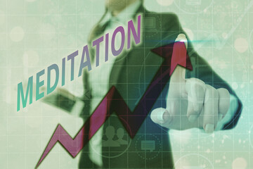Writing note showing Meditation. Business concept for achieve a mentally clear and emotionally calm...