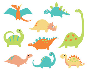Funny cartoon dinosaurs collection. Vector illustration - 364078346