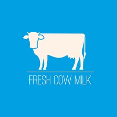 Fresh cow milk. Minimalistic vector dairy farm label design element.