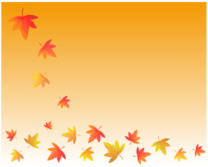舞い落ちる紅葉のイラスト　紅葉　楓　　