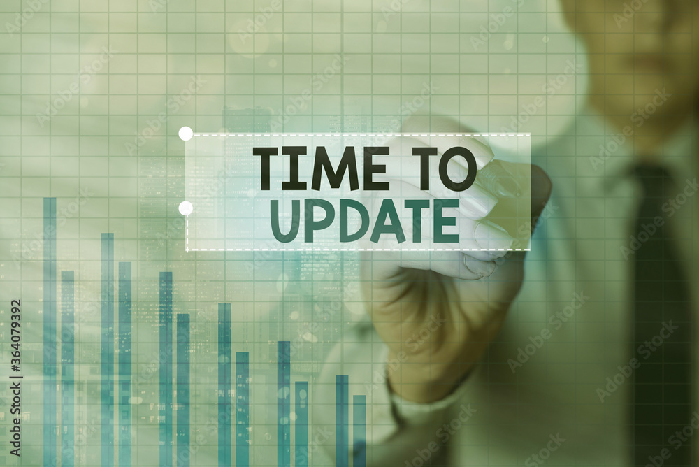 Wall mural text sign showing time to update. business photo showcasing system software update for enhancement o