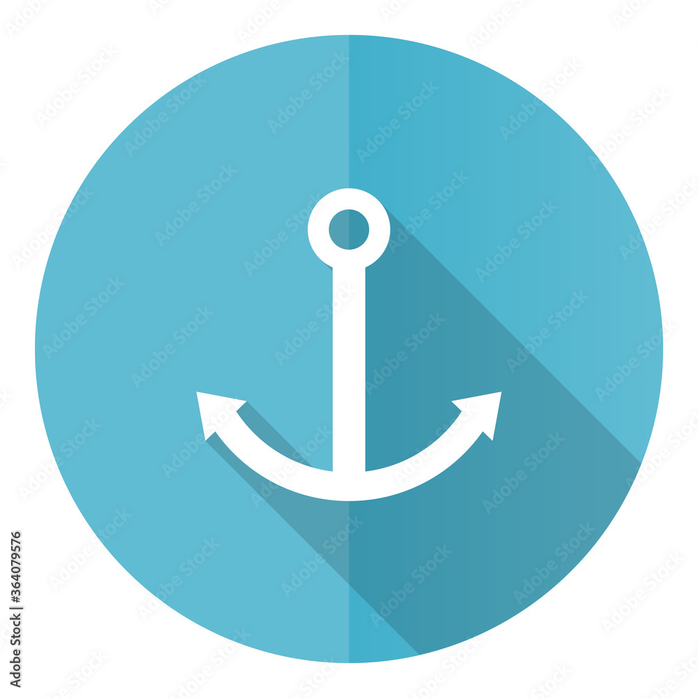 Poster anchor vector icon, flat design blue round web button isolated on white background