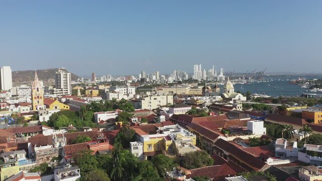 Old city in Cartagena Colombia aerial view.