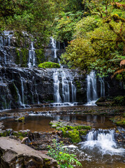 Picturesque waterfalls Purakaunui Falls