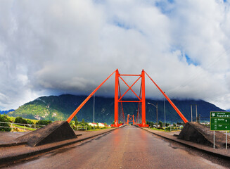 Picturesque red bridge