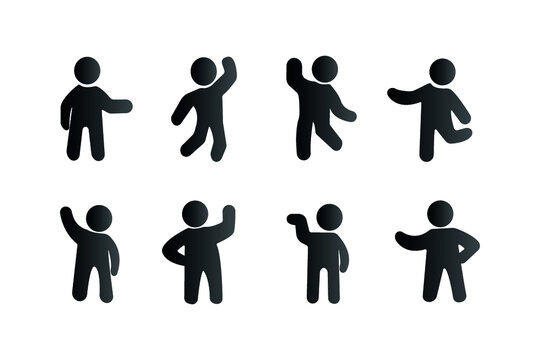Stick figure man positions icon set. People symbol . Vector illustration