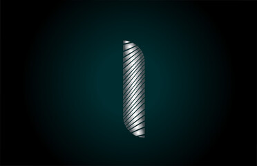 I silver grey alphabet letter logo icon for company. Metallic line design for corporate identity