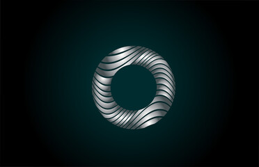O silver grey alphabet letter logo icon for company. Metallic line design for corporate identity