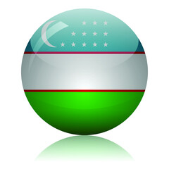 Uzbekistan flag glass icon vector illustration