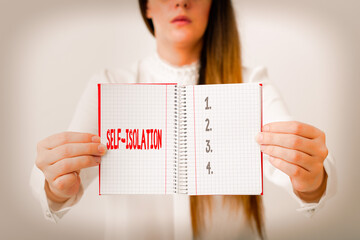 Word writing text Self Isolation. Business photo showcasing promoting infection control by avoiding...