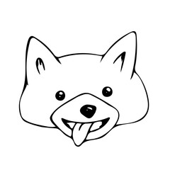 Vector illustration of a drawn head of a cheerful dog. Fashionable design is ideal for children's clothing, fabric, textile, children's decoration, wrapping paper, cards, labels