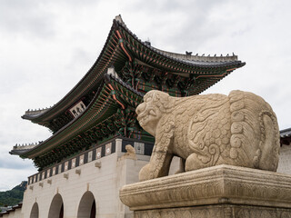 Naklejka premium The statue of Haitai (Imaginary animal)