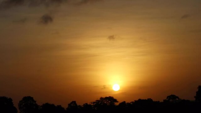 beautiful sunrise over a forest in sri lanka