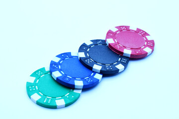 chips, poker, bets, colored, white background