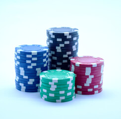 chips, poker, bets, colored, white background