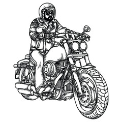 tattoo and t-shirt design black and white hand drawn bikers premium vector