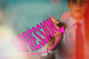 Handwriting text Impression. Conceptual photo an idea and feeling or opinion about something or...