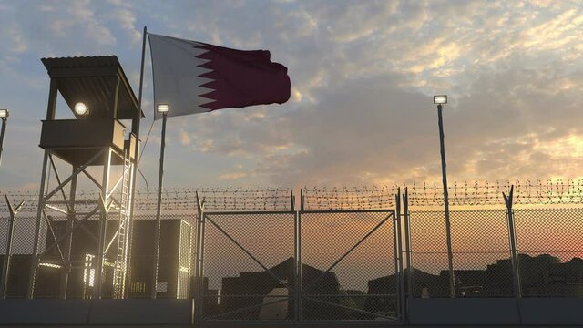 Flag of Qatar at military base