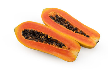 fresh papaya on white background