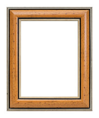 Wooden frame for paintings, mirrors or photo isolated on white background