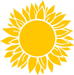 Sunflower vector illustration. Round icon in yellow