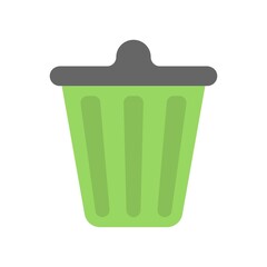 Trash can icon illustration in flat design style. Delete, remove sign.