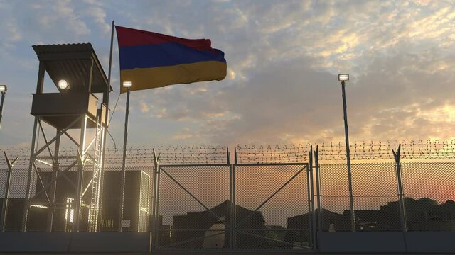 Flag of Armenia at military base