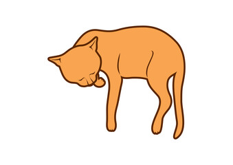 Sleeping brown domestic cat icon vector. Cute red cat lying down vector. Sleeping cat icon isolated on a white background