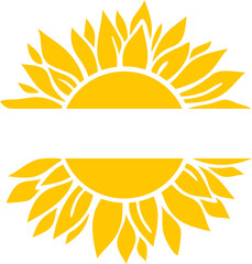 Sunflower split monogram frame for design