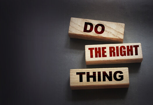 Naklejki Do the right thing words on wood blocks. Professional skills concept.