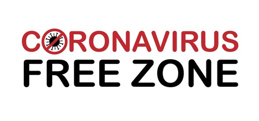 Coronavirus covid-19 free zone, area. Disease free zone sign, symbol. Stop covid-19 icon. Vector illustration isolated on white background for templates, banners, stickers.