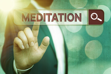 Handwriting text writing Meditation. Conceptual photo achieve a mentally clear and emotionally calm...