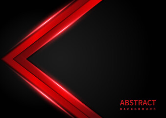 Abstract technology style red lights triangle on black background with space for you text.