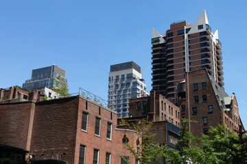 Old Brick Buildings and Skyscrapers in Midtown Manhattan of New York City