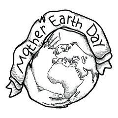 tattoo and t-shirt design black and white hand drawn mother earth day premium vector