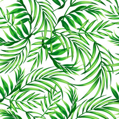 Seamless tropical pattern with palm leaves. Vector pattern. summer botanical illustration for clothes, cover, print, illustration design. 