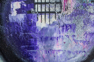 Guitar Oil Painting. Guitar on canvas. Violet abstract guitar. Background. Texture.