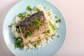 Baked sea bass fish fillet