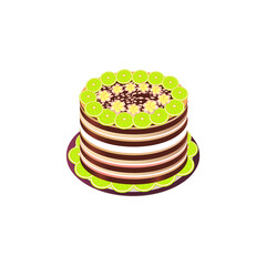 Illustration for pastry shop. Festive chocolate cake. Nice vector flat illustration in cartoon style with a gradient.