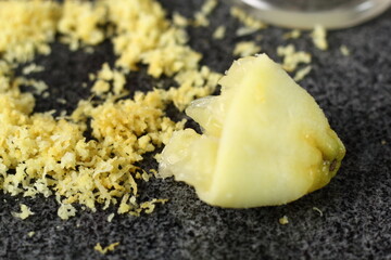 Squeezed lemon and grating rind. Making Shoofly Tart Series.