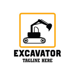 excavator or excavation logo emblems and insignia with text space for your slogan tagline. vector illustration