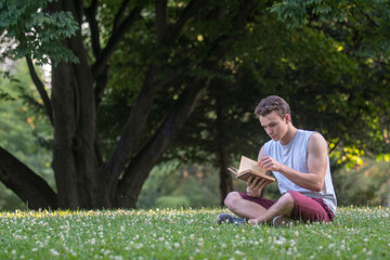 Naklejka na ściany i meble Reading in the park